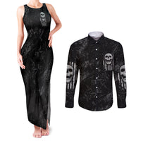 IDGAF Flag Skull Couples Matching Tank Maxi Dress and Long Sleeve Button Shirt - Wonder Print Shop