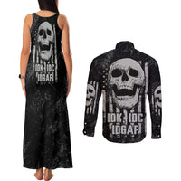 IDGAF Flag Skull Couples Matching Tank Maxi Dress and Long Sleeve Button Shirt - Wonder Print Shop
