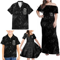 IDGAF Flag Skull Family Matching Off Shoulder Maxi Dress and Hawaiian Shirt - Wonder Print Shop