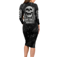 IDGAF Flag Skull Long Sleeve Bodycon Dress - Wonder Print Shop
