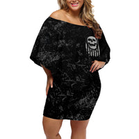 IDGAF Flag Skull Off Shoulder Short Dress - Wonder Print Shop