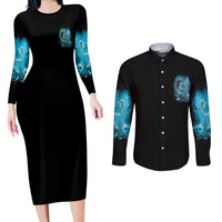 Salty Witch Mermaid Halloween Couples Matching Long Sleeve Bodycon Dress and Long Sleeve Button Shirt - Wonder Print Shop