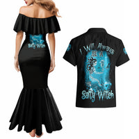 Salty Witch Mermaid Halloween Couples Matching Mermaid Dress and Hawaiian Shirt - Wonder Print Shop