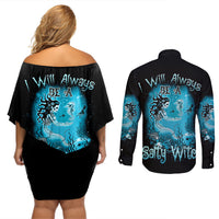 Salty Witch Mermaid Halloween Couples Matching Off Shoulder Short Dress and Long Sleeve Button Shirt - Wonder Print Shop