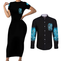 Salty Witch Mermaid Halloween Couples Matching Short Sleeve Bodycon Dress and Long Sleeve Button Shirt - Wonder Print Shop