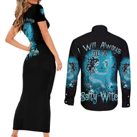 Salty Witch Mermaid Halloween Couples Matching Short Sleeve Bodycon Dress and Long Sleeve Button Shirt - Wonder Print Shop