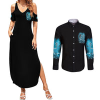Salty Witch Mermaid Halloween Couples Matching Summer Maxi Dress and Long Sleeve Button Shirt - Wonder Print Shop