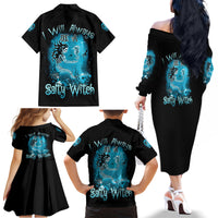 Salty Witch Mermaid Halloween Family Matching Off Shoulder Long Sleeve Dress and Hawaiian Shirt - Wonder Print Shop
