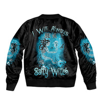 Salty Witch Mermaid Halloween Sleeve Zip Bomber Jacket - Wonder Print Shop