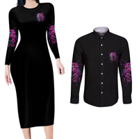 Underestimate Me Rose Skull Couples Matching Long Sleeve Bodycon Dress and Long Sleeve Button Shirt - Wonder Print Shop