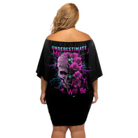 Underestimate Me Rose Skull Family Matching Off Shoulder Short Dress and Hawaiian Shirt - Wonder Print Shop