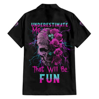 Underestimate Me Rose Skull Family Matching Short Sleeve Bodycon Dress and Hawaiian Shirt - Wonder Print Shop