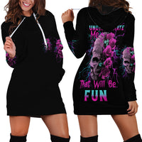 Underestimate Me Rose Skull Hoodie Dress - Wonder Print Shop