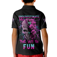 Underestimate Me Rose Skull Kid Polo Shirt - Wonder Print Shop
