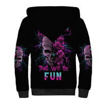 Underestimate Me Rose Skull Sherpa Hoodie - Wonder Print Shop