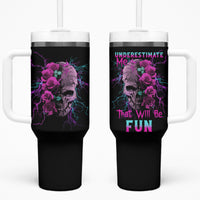 Underestimate Me Rose Skull Tumbler With Handle - Wonder Print Shop