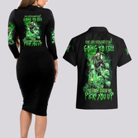 I Am The Storm Skull Couples Matching Long Sleeve Bodycon Dress and Hawaiian Shirt - Wonder Print Shop