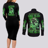 I Am The Storm Skull Couples Matching Long Sleeve Bodycon Dress and Long Sleeve Button Shirt - Wonder Print Shop
