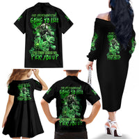 I Am The Storm Skull Family Matching Off Shoulder Long Sleeve Dress and Hawaiian Shirt - Wonder Print Shop