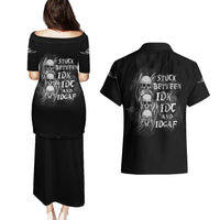 I'm Never Alone Skull Reaper Couples Matching Puletasi Dress and Hawaiian Shirt - Wonder Print Shop
