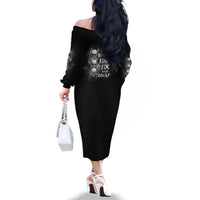 I'm Never Alone Skull Reaper Family Matching Off Shoulder Long Sleeve Dress and Hawaiian Shirt - Wonder Print Shop