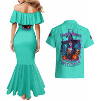 Hocus Pocus Time Witches Halloween Couples Matching Mermaid Dress and Hawaiian Shirt - Wonder Print Shop