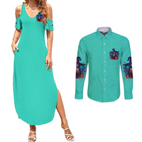 Hocus Pocus Time Witches Halloween Couples Matching Summer Maxi Dress and Long Sleeve Button Shirt - Wonder Print Shop