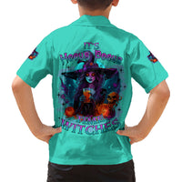 Hocus Pocus Time Witches Halloween Family Matching Short Sleeve Bodycon Dress and Hawaiian Shirt - Wonder Print Shop