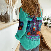 Hocus Pocus Time Witches Halloween Women Casual Shirt - Wonder Print Shop