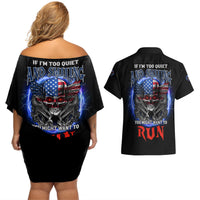 If I'm Too Quiet And Smiling America Skull Wings Couples Matching Off Shoulder Short Dress and Hawaiian Shirt - Wonder Print Shop