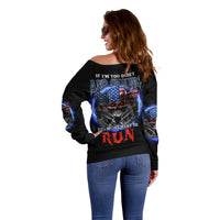 If I'm Too Quiet And Smiling America Skull Wings Off Shoulder Sweater - Wonder Print Shop