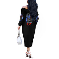 If I'm Too Quiet And Smiling America Skull Wings Off The Shoulder Long Sleeve Dress - Wonder Print Shop