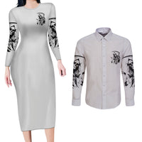 I Can't Go To Hell Reaper Skull Couples Matching Long Sleeve Bodycon Dress and Long Sleeve Button Shirt - Wonder Print Shop
