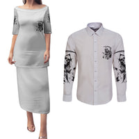 I Can't Go To Hell Reaper Skull Couples Matching Puletasi Dress and Long Sleeve Button Shirt - Wonder Print Shop
