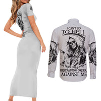 I Can't Go To Hell Reaper Skull Couples Matching Short Sleeve Bodycon Dress and Long Sleeve Button Shirt - Wonder Print Shop