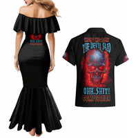 When I Was Born Fire Skull Couples Matching Mermaid Dress and Hawaiian Shirt - Wonder Print Shop