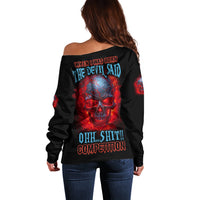When I Was Born Fire Skull Off Shoulder Sweater - Wonder Print Shop