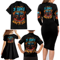 I Have 3 Sides Skull Reaper Family Matching Long Sleeve Bodycon Dress and Hawaiian Shirt - Wonder Print Shop