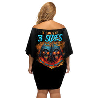 I Have 3 Sides Skull Reaper Off Shoulder Short Dress - Wonder Print Shop
