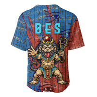 Bes Baseball Jersey Ancient Egyptian Hieroglyphs and Sacred Symbols Ancient Myth - Wonder Print Shop