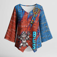 Bes Kimono Sleeve Blouse Ancient Egyptian Hieroglyphs and Sacred Symbols Ancient Myth - Wonder Print Shop