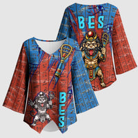 Bes Kimono Sleeve Blouse Ancient Egyptian Hieroglyphs and Sacred Symbols Ancient Myth - Wonder Print Shop