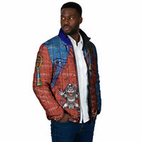 Bes Padded Jacket Ancient Egyptian Hieroglyphs and Sacred Symbols Ancient Myth - Wonder Print Shop
