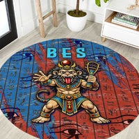 Bes Round Carpet Ancient Egyptian Hieroglyphs and Sacred Symbols Ancient Myth - Wonder Print Shop