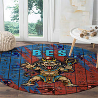 Bes Round Carpet Ancient Egyptian Hieroglyphs and Sacred Symbols Ancient Myth - Wonder Print Shop