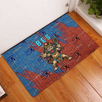 Bes Rubber Doormat Ancient Egyptian Hieroglyphs and Sacred Symbols Ancient Myth - Wonder Print Shop