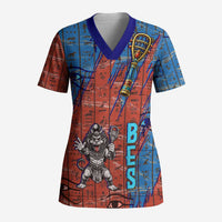Bes Scrub Top Ancient Egyptian Hieroglyphs and Sacred Symbols Ancient Myth - Wonder Print Shop