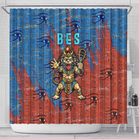 Bes Shower Curtain Ancient Egyptian Hieroglyphs and Sacred Symbols Ancient Myth - Wonder Print Shop