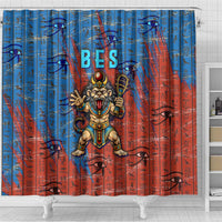 Bes Shower Curtain Ancient Egyptian Hieroglyphs and Sacred Symbols Ancient Myth - Wonder Print Shop