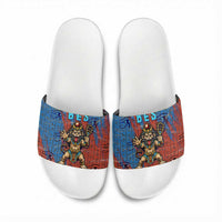 Bes Slide Sandals Ancient Egyptian Hieroglyphs and Sacred Symbols Ancient Myth - Wonder Print Shop